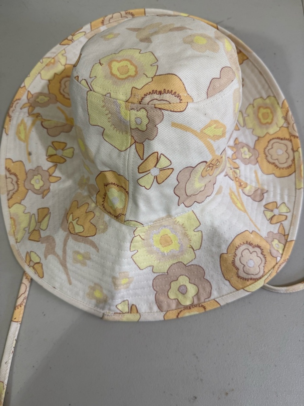 Lack Of Color Floral Print Bucket Hat in Cream, Yellow & Tan